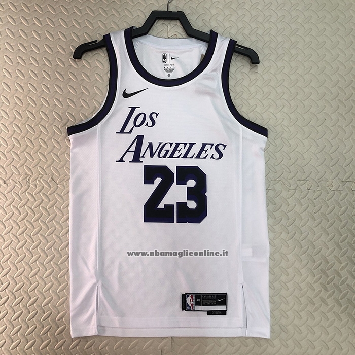 Maglia Los Angeles Lakers LeBron James #23 Citta 2022-23 Bianco